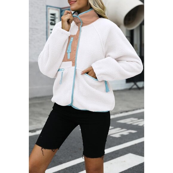 Women's White Brown Fuzzy Fluffy Fleece Vest Jacket Coats Winter Warm Outwear - Picture 2 of 7